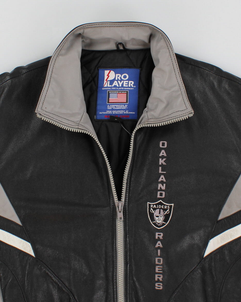 Vintage 90s Oakland Raiders Leather Jacket - XL