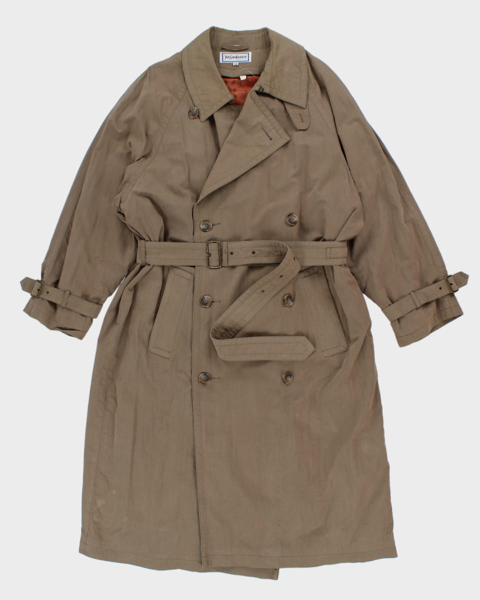 Vintage Yves Saint Laurent Beige Double Breasted Mac Coat - M