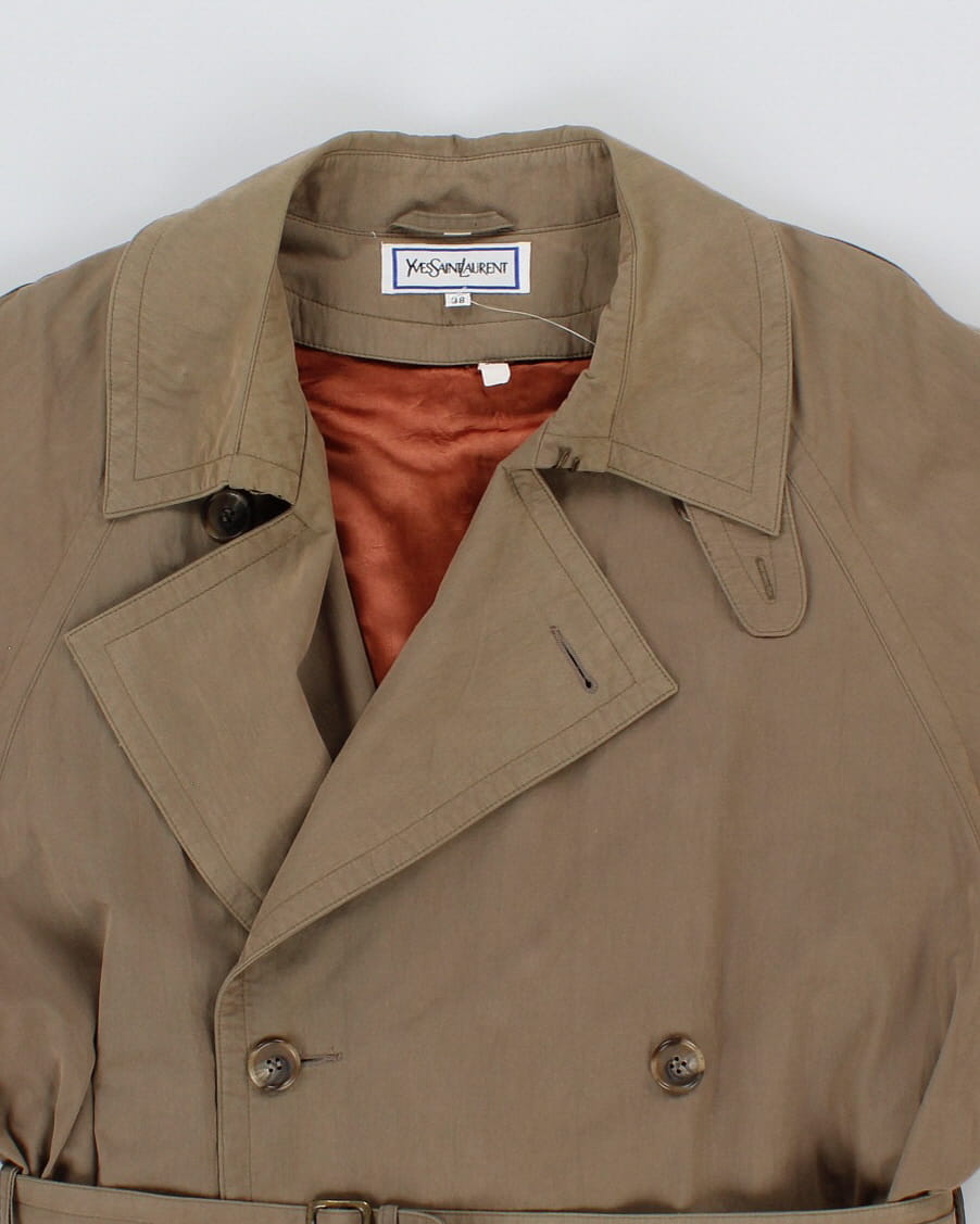 Vintage Yves Saint Laurent Beige Double Breasted Mac Coat - M