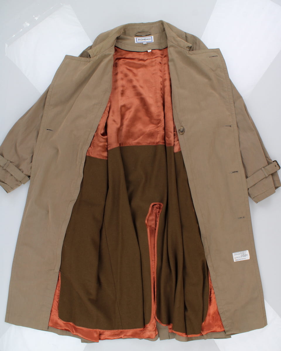 Vintage Yves Saint Laurent Beige Double Breasted Mac Coat - M