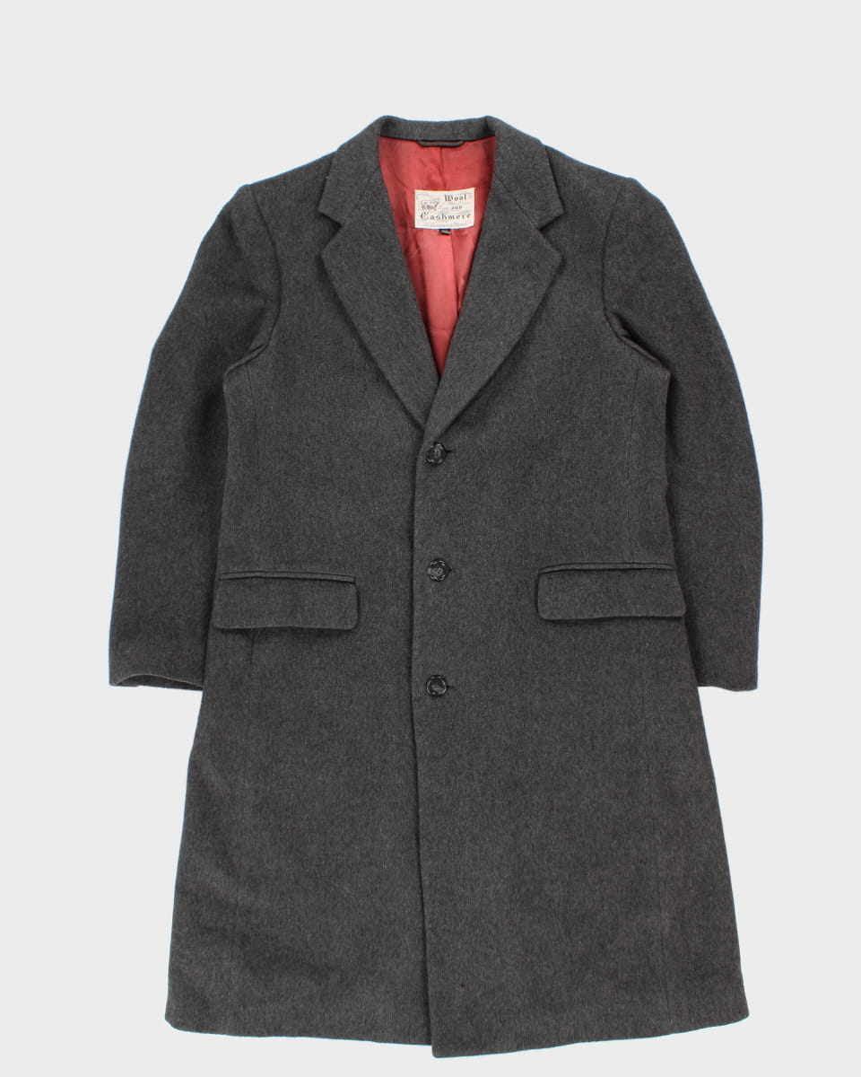 Vintage 70s Moore's Wool & Cashmere Grey Coat - S/M