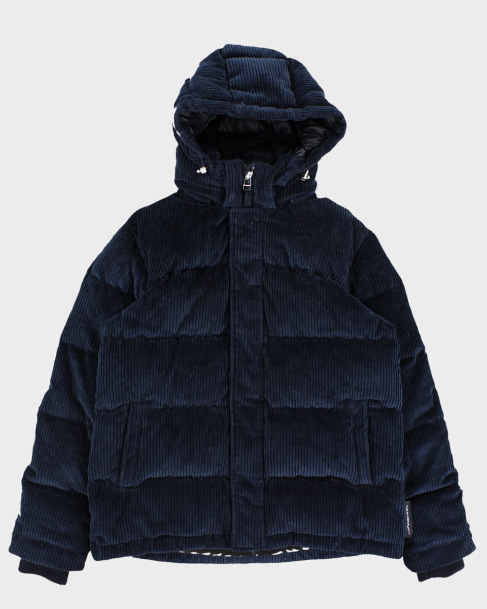 TNA Navy Hooded Corduroy Puffer Jacket - M