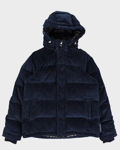 TNA Navy Hooded Corduroy Puffer Jacket - M