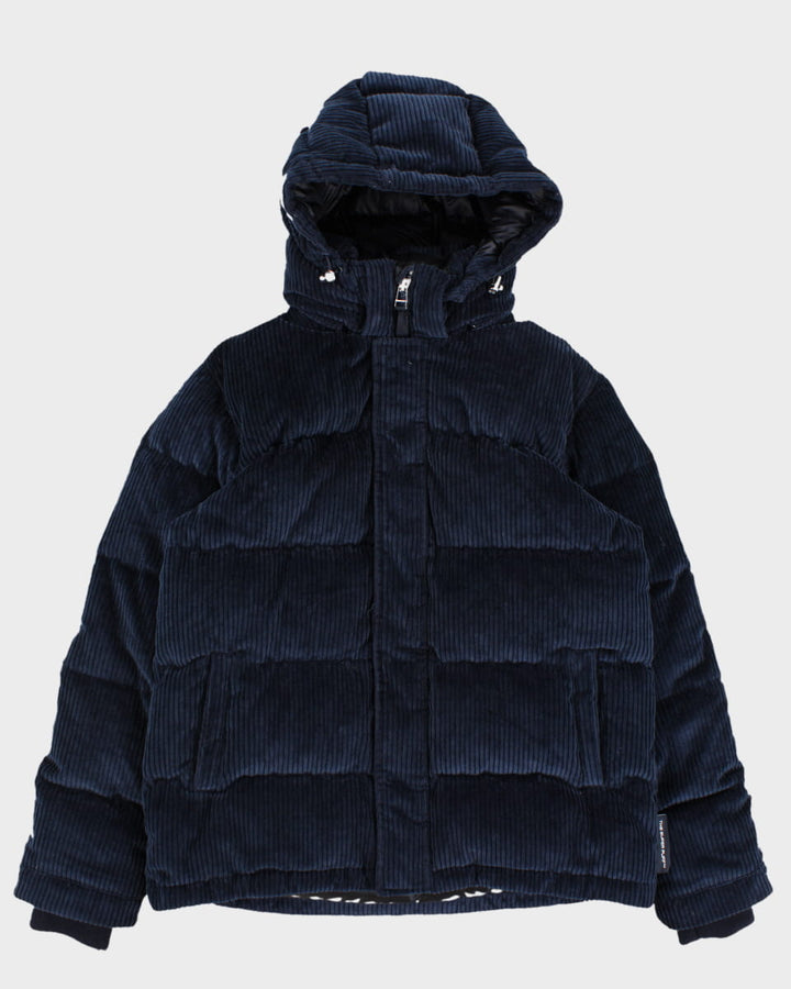 TNA Navy Hooded Corduroy Puffer Jacket - M