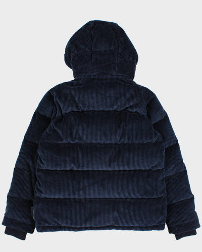 TNA Navy Hooded Corduroy Puffer Jacket - M