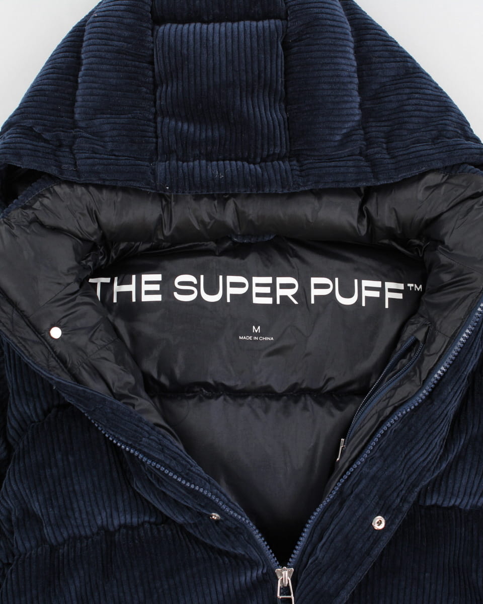 TNA Navy Hooded Corduroy Puffer Jacket - M