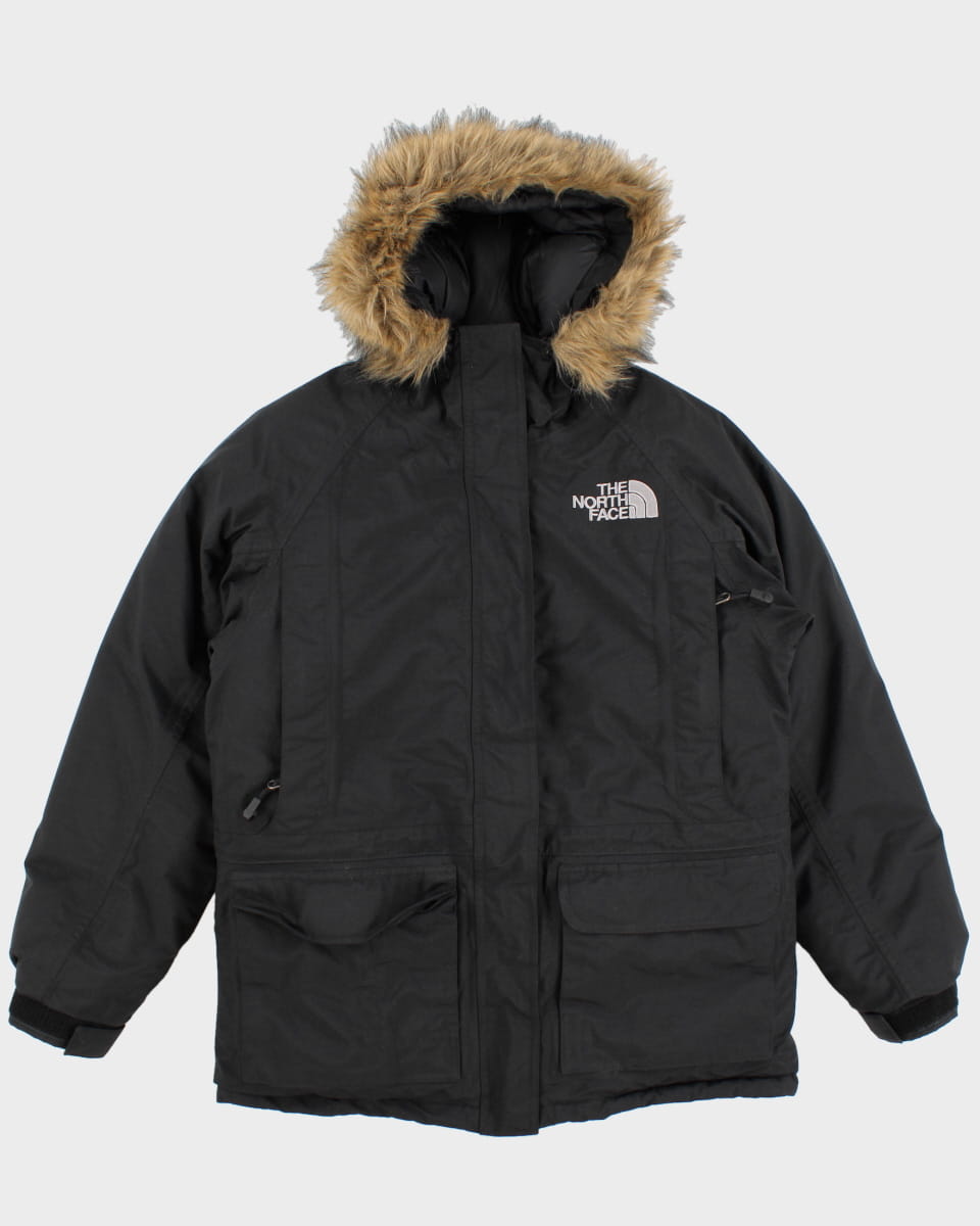 The North Face Black Nylon Parka With Fur Hood - S