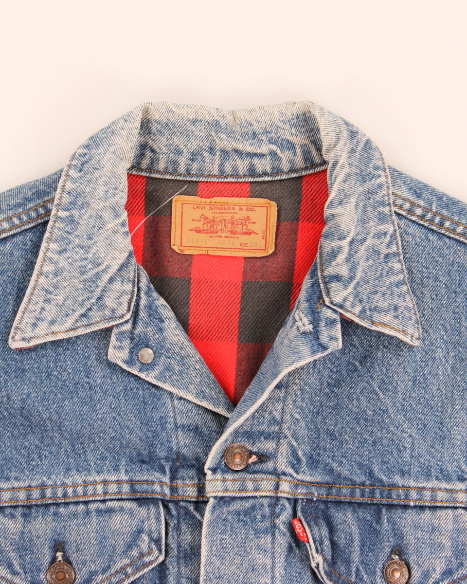 Vintage 80s Levi's Tartan Lining Trucker Jacket - M