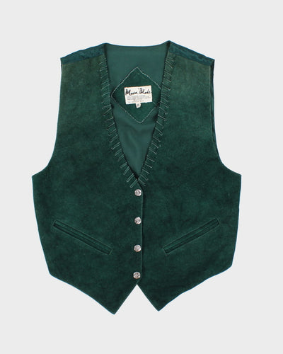 Vintage Green Laced Suede Waistcoat - M