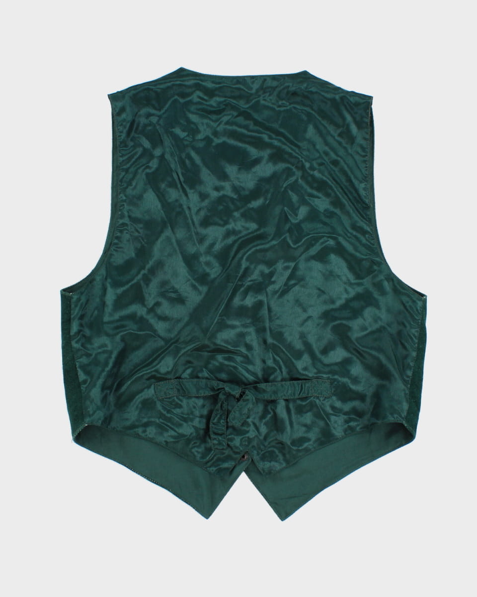 Vintage Green Laced Suede Waistcoat - M