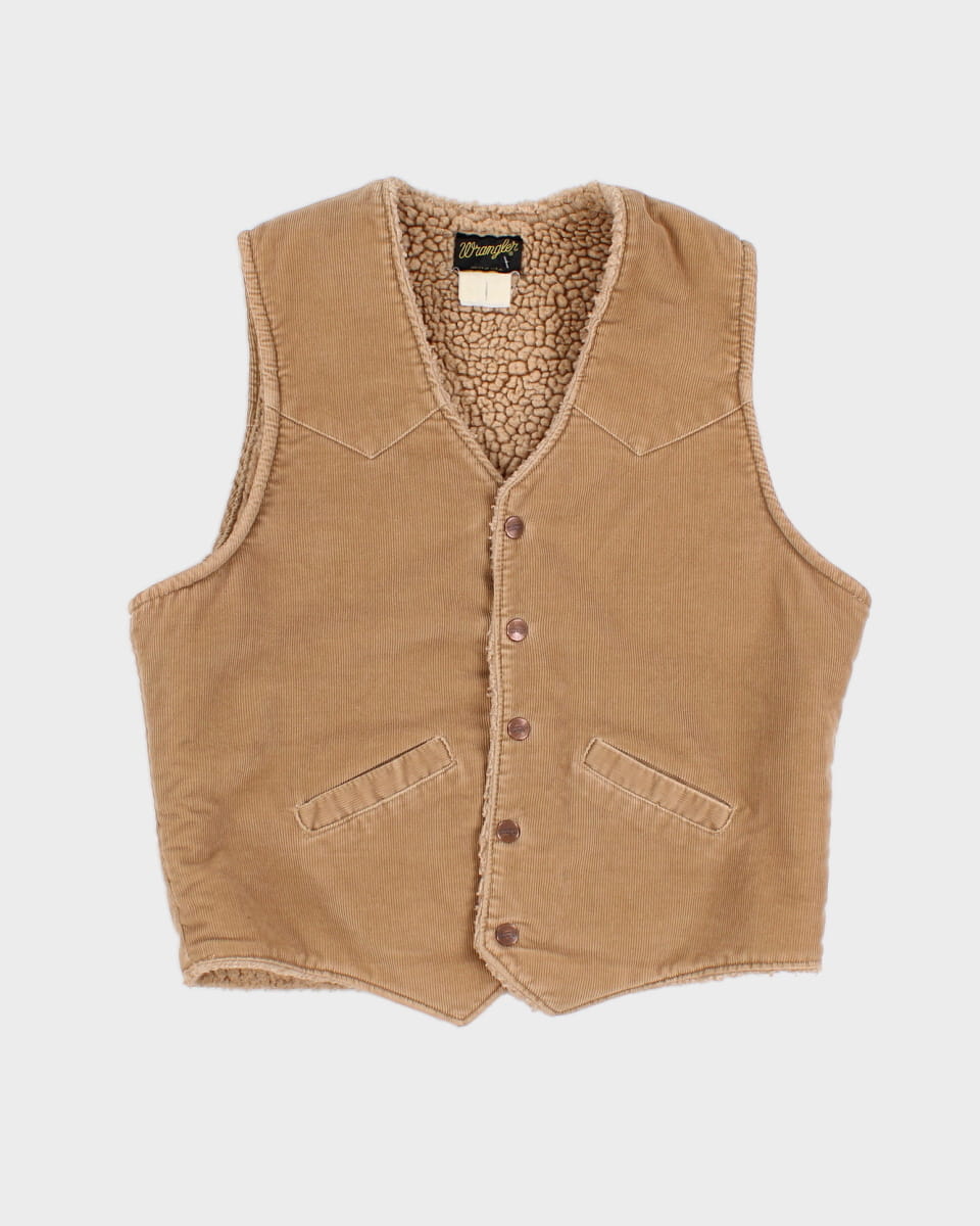 Vintage 80s Wrangler Fleece Lined Corduroy Vest - M