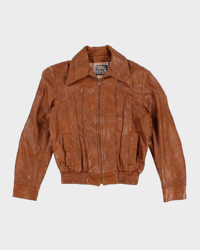 Vintage 70s Big Steel Brown Leather Jacket - S