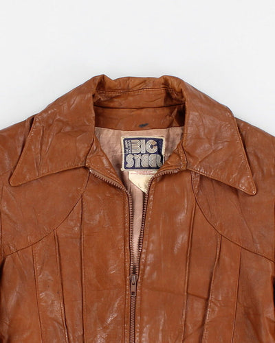 Vintage 70s Big Steel Brown Leather Jacket - S