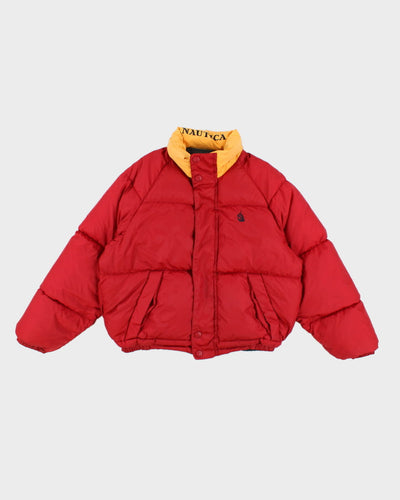 Vintage 90s Nautica Reversible Red/Grey Down Puffer Jacket - M
