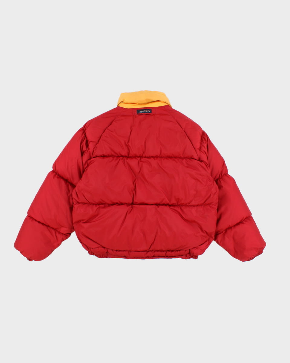 Vintage 90s Nautica Reversible Red/Grey Down Puffer Jacket - M