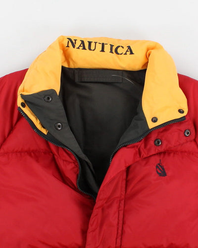 Vintage 90s Nautica Reversible Red/Grey Down Puffer Jacket - M