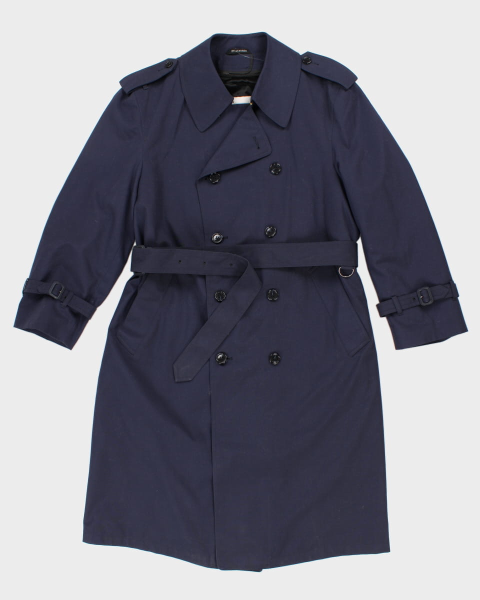 Vintage 90's Men's Navy London Fog Mac Coat with Detachable Wool Blend Lining - XXL