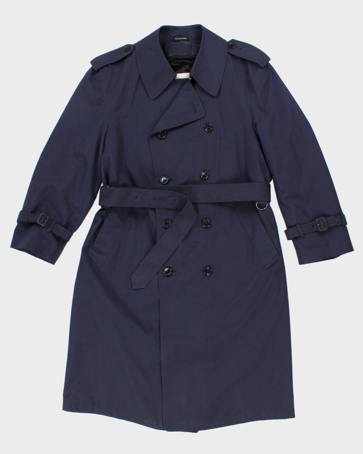 Vintage 90's Men's Navy London Fog Mac Coat with Detachable Wool Blend Lining - XXL