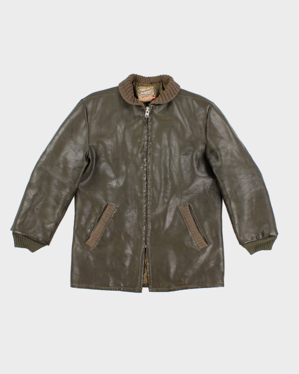 70's Vintage Men's Leather and Trim Heavy Jacket - M L