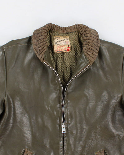 70's Vintage Men's Leather and Trim Heavy Jacket - M L