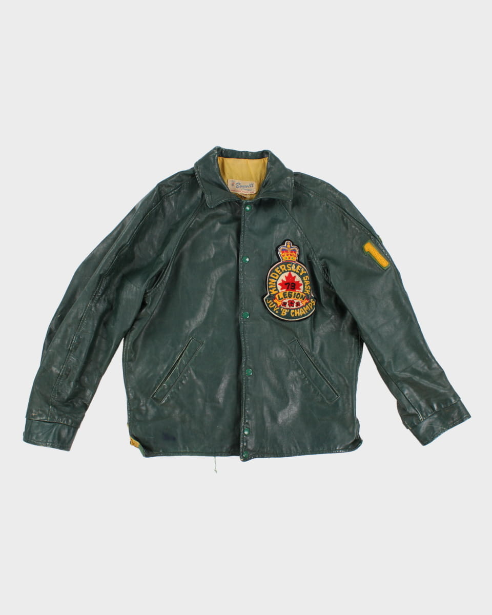 Vintage 60s Bonwitt Of Winnipeg Varsity Leather Jacket - L