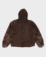 00s Carhartt Thrashed Brown Hooded Jacket - XL