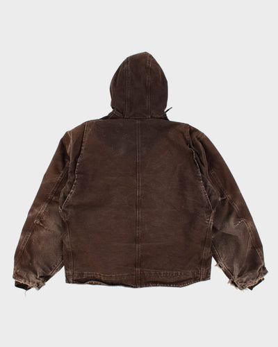 00s Carhartt Thrashed Brown Hooded Jacket - XL