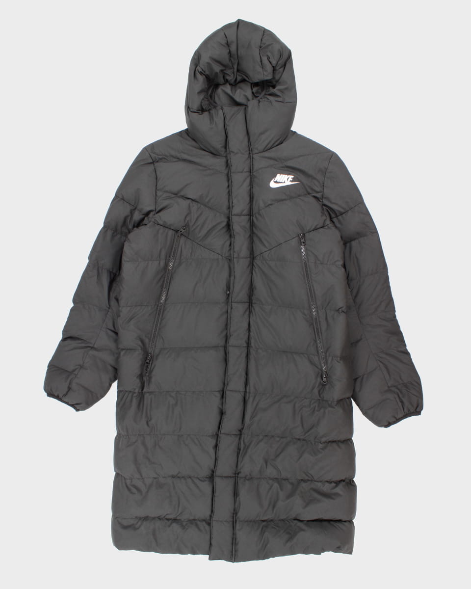 Mens Black Nike Long Puffer Coat - M