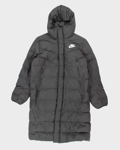 Mens Black Nike Long Puffer Coat - M