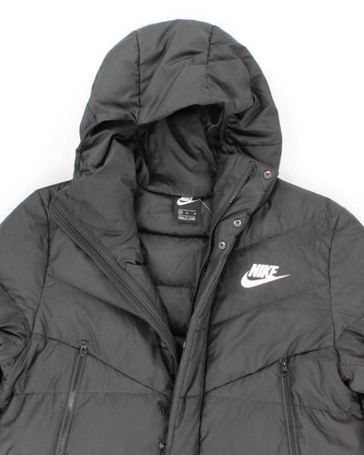 Mens Black Nike Long Puffer Coat - M