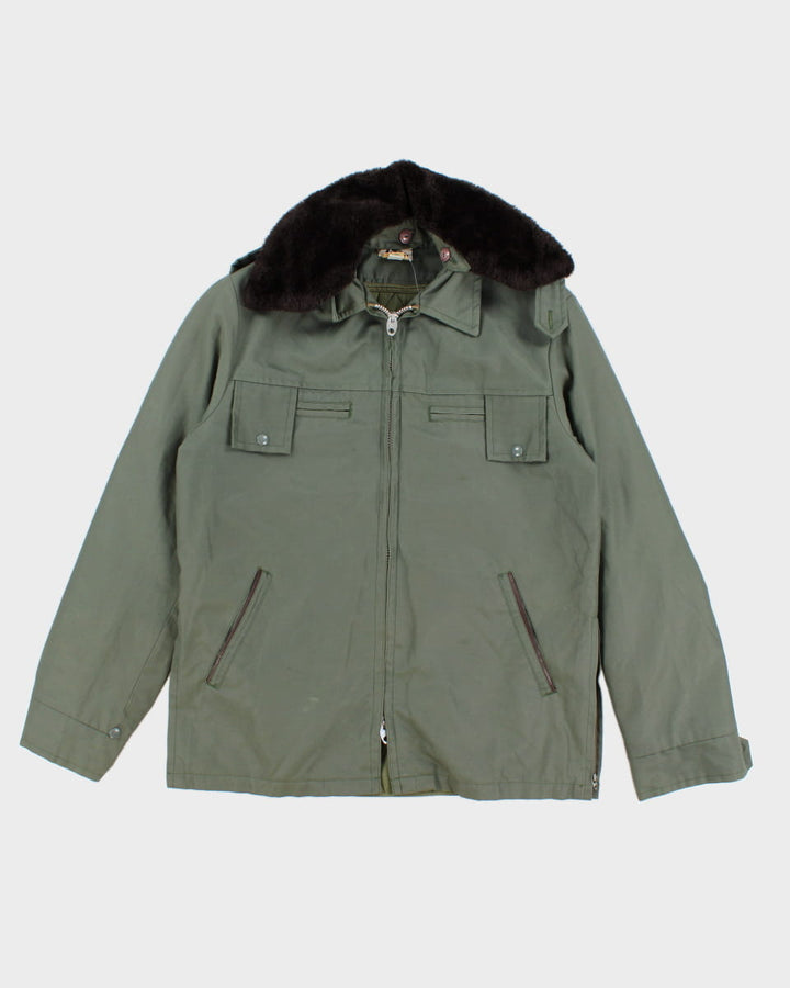 Vintage Western Cap Garment Fleece Collared Jacket - L