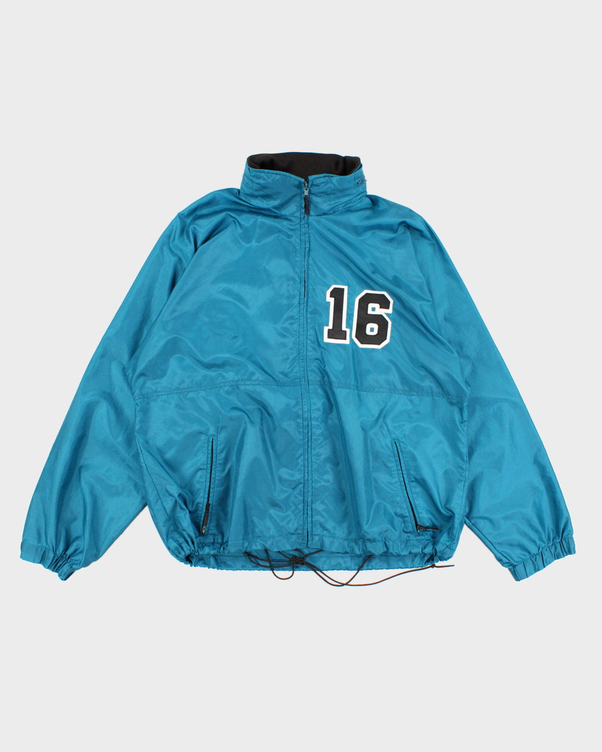 Mens Turquoise Windbreaker Jacket with Hidden Hood - L