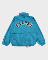 Mens Turquoise Windbreaker Jacket with Hidden Hood - L