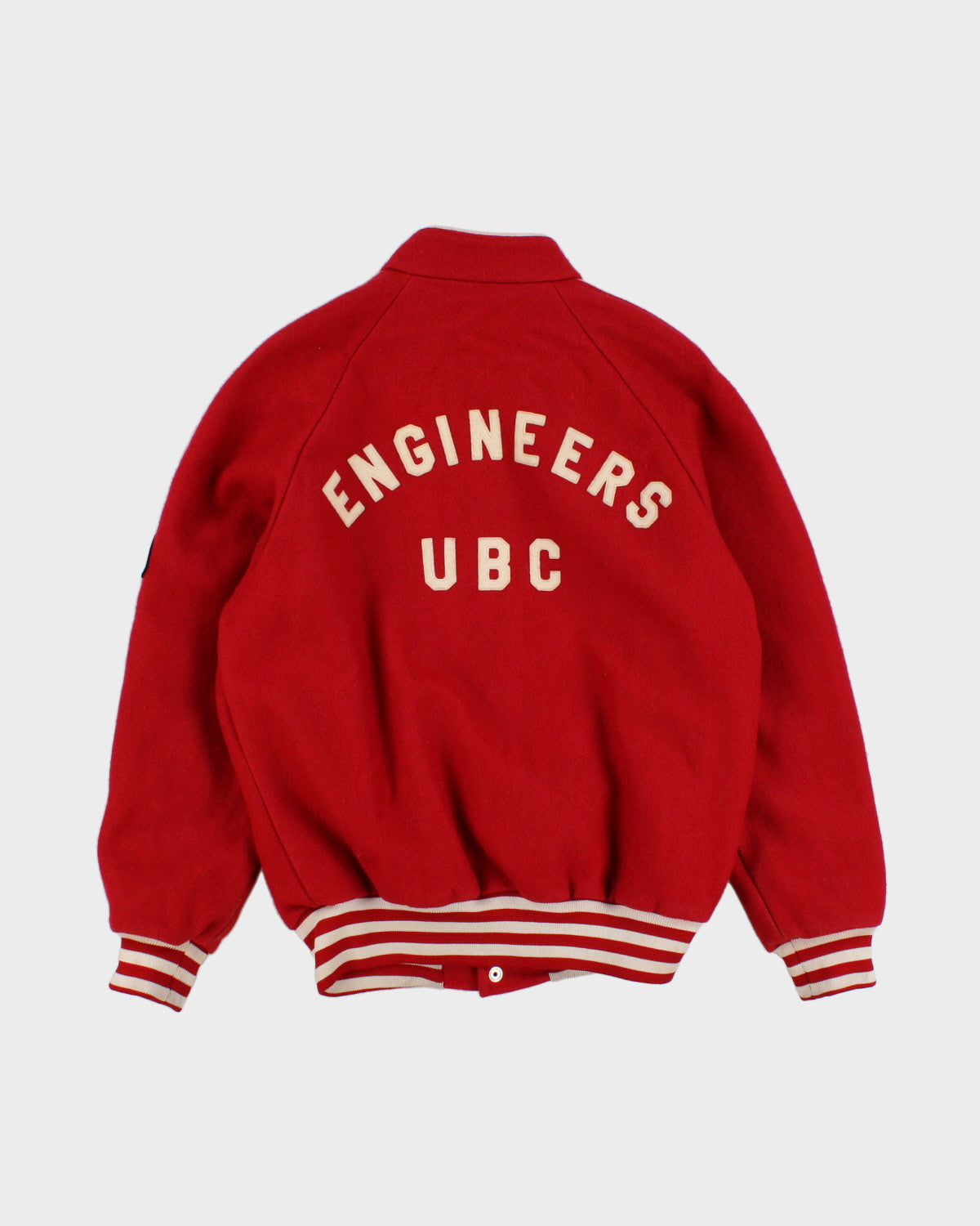 Mens Red Button Up Patch Bomber Jacket - S