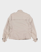 Mens Beige Burberry Zip Up Bomber Jacket - M