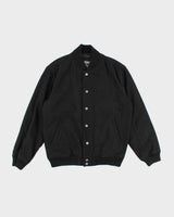Mens Black Button Up Bomber Jacket - M