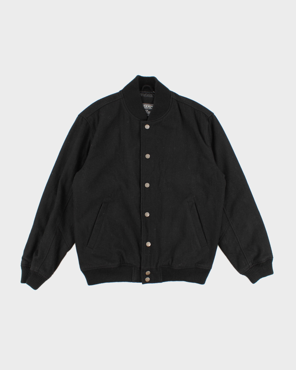 Mens Black Button Up Bomber Jacket - M