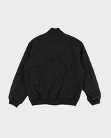 Mens Black Button Up Bomber Jacket - M