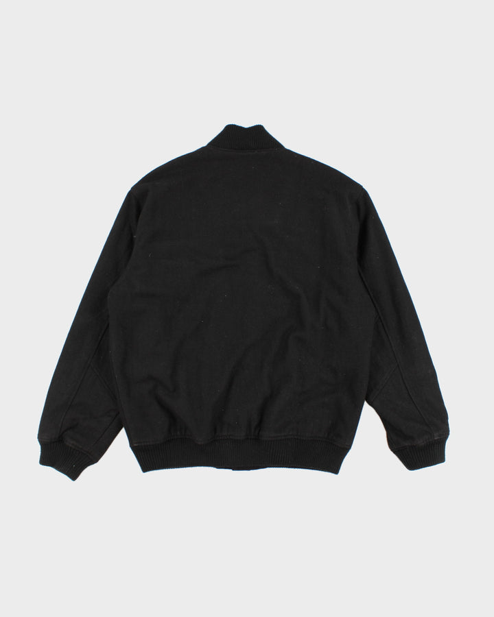 Mens Black Button Up Bomber Jacket - M