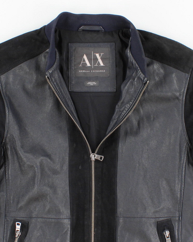 Mens Black Suede and Leather Armani Exchange Jacket M