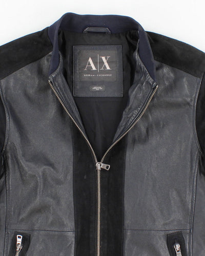 Mens Black Suede and Leather Armani Exchange Jacket - M
