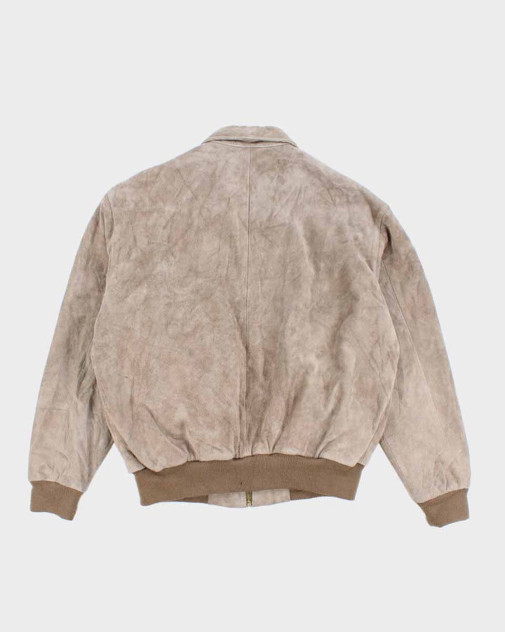 Mens Beige Suede Ralph Lauren Bomber Jacket - M