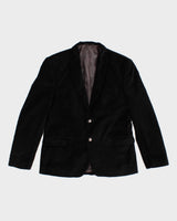 Vintage 90s Black Velvet Single Breasted Suit Jacket - M