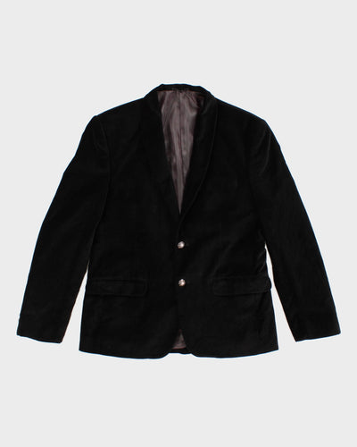 Vintage 90s Black Velvet Single Breasted Suit Jacket - M
