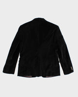 Vintage 90s Black Velvet Single Breasted Suit Jacket - M