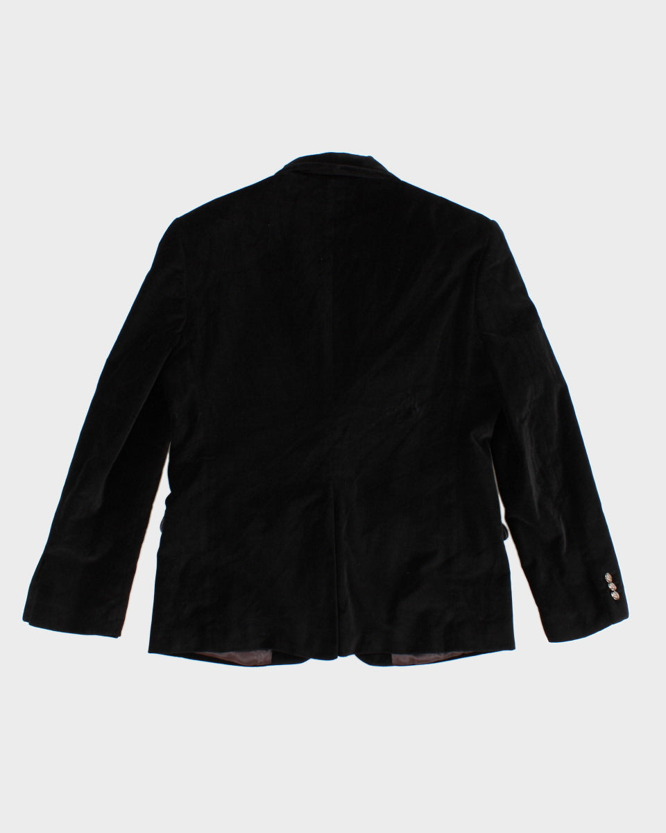 Vintage 90s Black Velvet Single Breasted Suit Jacket - M