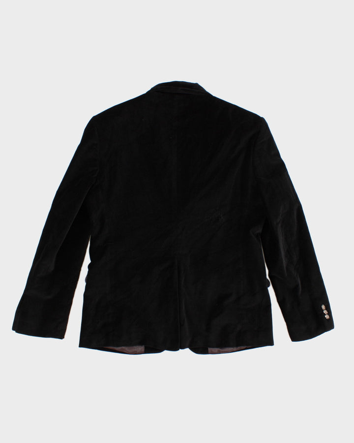 Vintage 90s Black Velvet Single Breasted Suit Jacket - M