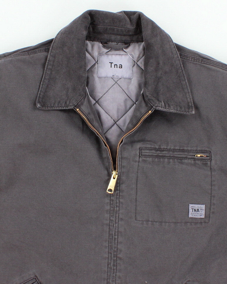 Mens Grey Denim Tna Bomber Jacket - L