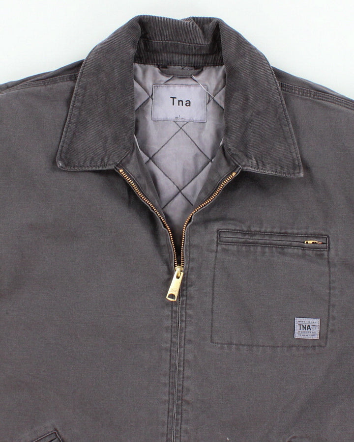 Mens Grey Denim Tna Bomber Jacket - L