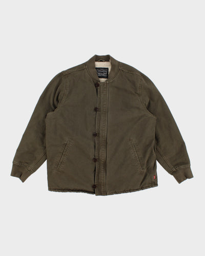 Mens Khaki Green Levi's Canvas Fleece Lined Jacket - XL